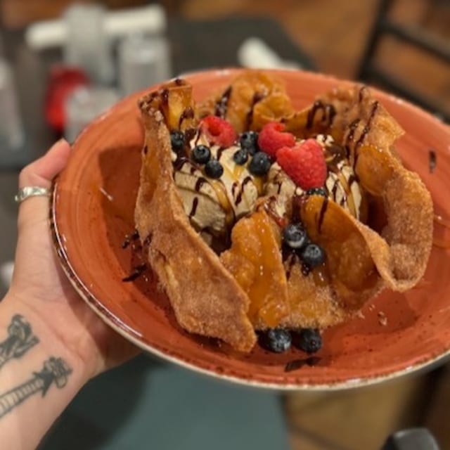 Cinnamon Sugar Baked Tortilla.