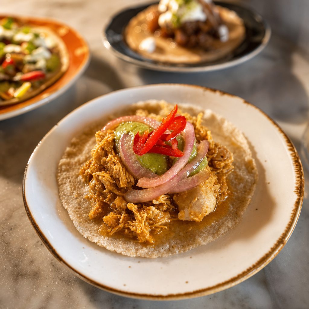 Tacos de Tinga De Pollo.